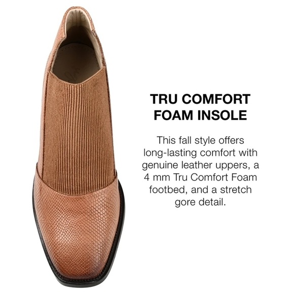 Journee Signature Women's Stylla Stretch Vamp Leather Block Heel Shooties Size 9 - Picture 4 of 11